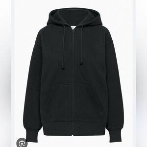 TNA Black Full-Zip Hoodie with Drawstring- Boyfriend COZY AF